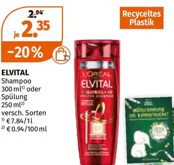 Müller Elvital Shampoo 300ml oder Spülung 250ml Angebot