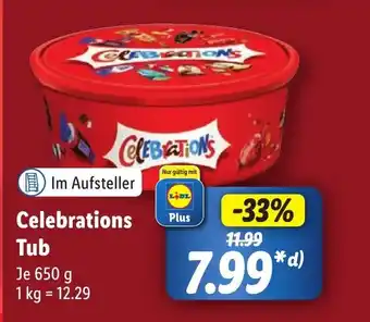 Lidl Celebrations Tub je 650 g Angebot