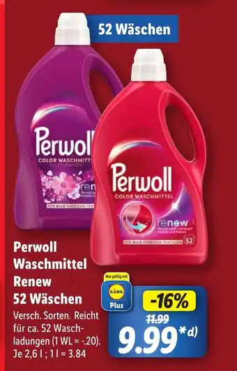 Lidl Perwoll Waschmittel Renew 52 Wäschen Angebot