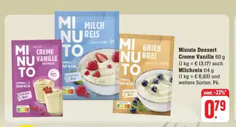 Edeka Neukauf Minuto Dessert Creme Vanille 60 g auch Milchreis 114 g Angebot
