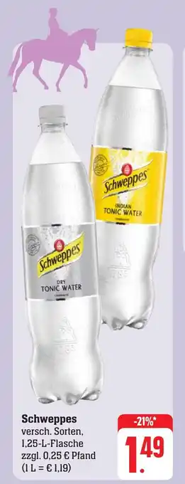 Edeka Neukauf Schweppes versch. Sorten, 1,25-L-Flasche Angebot