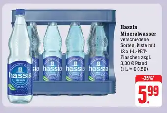 Edeka Neukauf Hassia Mineralwasser verschiedene Sorten, Kiste mit 12 x 1-L-PET-Flaschen Angebot