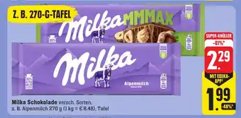 Edeka Neukauf Milka Schokolade versch. Sorten, z. B. Alpenmilch 270 g, Tafel Angebot