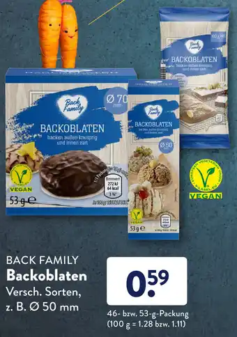 Aldi Süd Back Family Backoblaten 53g Angebot