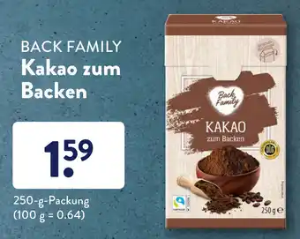 Aldi Süd Back Family Kakao zum Backen 250g Angebot