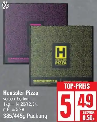 Edeka Henssler Pizza 385/445 g Packung Angebot