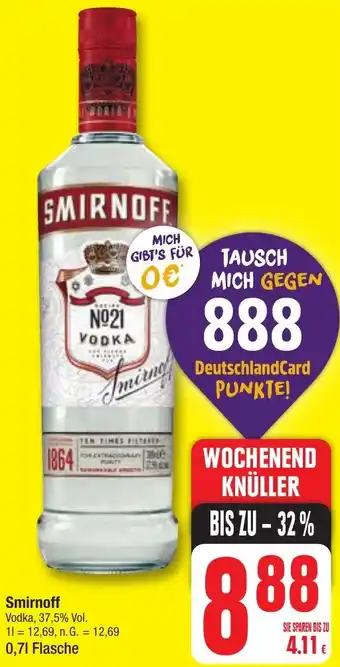 Edeka Smirnoff Vodka 0,7 L Flasche Angebot