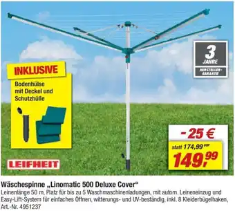 toom Baumarkt LEIFHEIT Wäschespinne ,,Linomatic 500 Deluxe Cover" Angebot