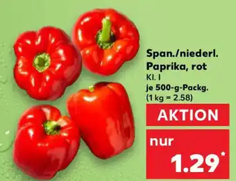 Kaufland Paprika, rot je 500-g-Packg. Angebot