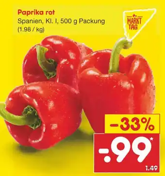 Netto Marken-Discount Paprika rot Spanien Kl. 1,500 g Packung Angebot