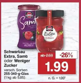 Famila Nord West Schwartau Extra, Samt oder Weniger Zucker versch. Sorten 255-340-g-Glas Angebot