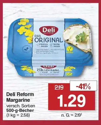 Famila Nord West Deli Reform Margarine versch. Sorten 500-g-Becher Angebot