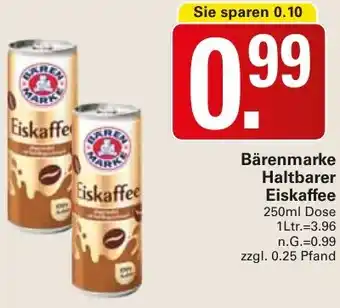 WEZ Bärenmarke Haltbarer Eiskaffee 250ml Dose Angebot