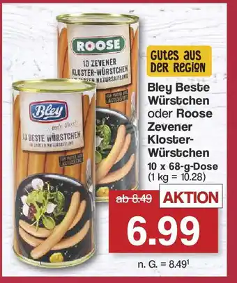 Famila Nord West Bley Beste Würstchen oder Roose Zevener Kloster-Würstchen 10 x 68 g Angebot