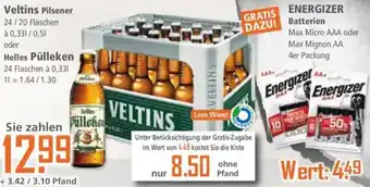 Klaas und Kock Veltins Pilsener oder Helles Pülleken 24x0,33/20x0,5 L Angebot