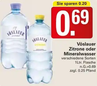 WEZ Vöslauer Zitrone oder Mineralwasser 1Ltr. Flasche Angebot