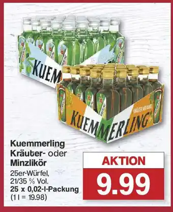 Famila Nord West Kuemmerling Kräuter- oder Minzlikör 25er-Würfel, 21/35 % Vol. 25 x 0,02-1-Packung Angebot