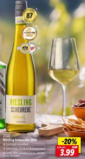 Lidl Riesling Scheurebe QbA 750ml Angebot