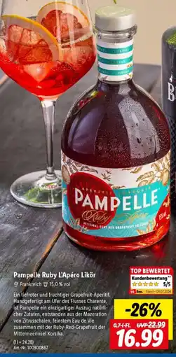 Lidl Pampelle Ruby L'Apéro Likör 700ml Angebot