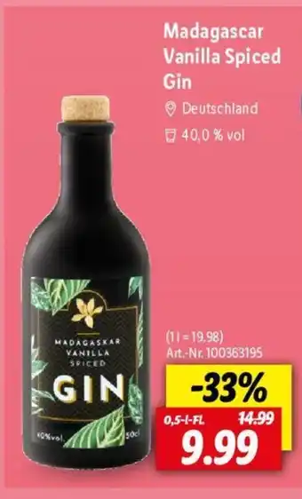 Lidl Madagascar Vanilla Spiced Gin 40% vol. 500ml Angebot