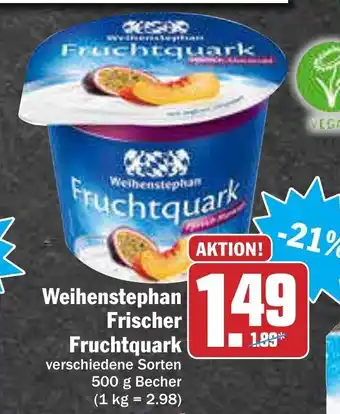 AEZ Weihenstephan Frischer Fruchtquark 500g Becher Angebot