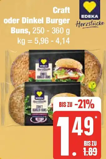 Edeka Edeka Craft oder Dinkel Burger Herzstücke Buns, 250-360 g Angebot