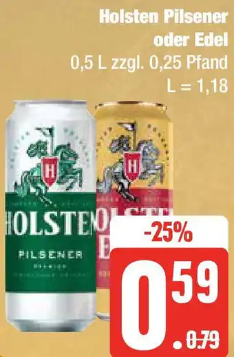 Edeka Holsten Pilsener oder Edel 0,5 L Angebot