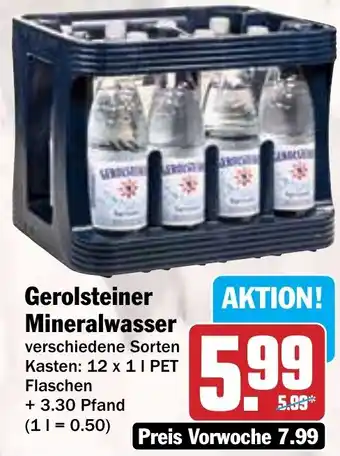 Hit Gerolsteiner Mineralwasser 12x1 L Angebot