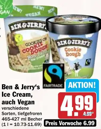 Hit Ben & Jerry's Ice Cream, auch Vegan 465-427 ml Becher Angebot