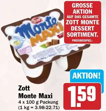 Hit Zott Monte Maxi 4 x 100 g Packung Angebot