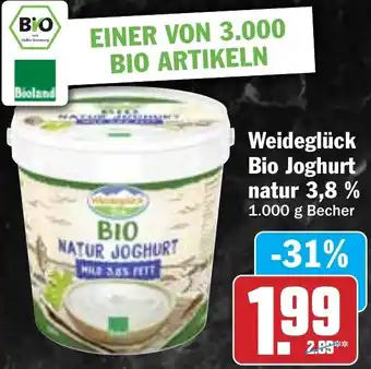 Hit Weideglück Bio Joghurt natur 3,8 % 1.000 g Becher Angebot