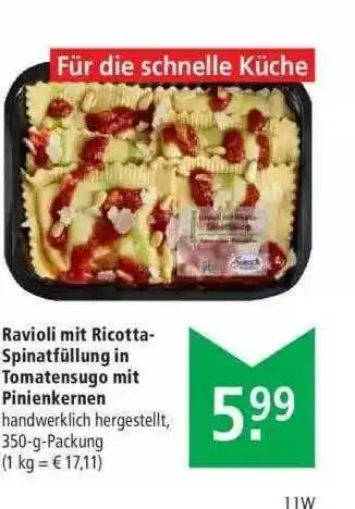 Marktkauf Ravioli Mit Ricotta-spinatfüllung In Tomatensugo Mit Pinienkernen Angebot