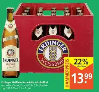 Marktkauf Erdinger Weißbier Naturtrüb, Alkoholfrei Angebot