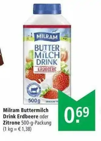 Marktkauf Milram Buttermilch Drink Erdbeere Oder Zitrone Angebot