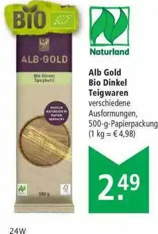 Marktkauf Alb Gold Bio Dinkel Teigwaren Angebot