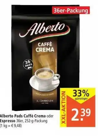 Marktkauf Alberto Pads Caffè Crema Oder Espresso Angebot