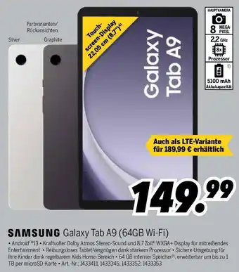 MEDIMAX SAMSUNG Galaxy Tab A9 (64GB Wi-Fi) Angebot