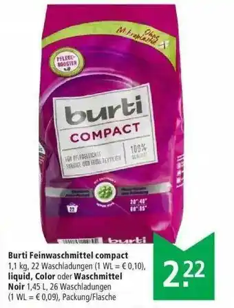 Marktkauf Burti Feinwaschmittel Compact, Liquid, Color Oder Waschmittel Noir Angebot