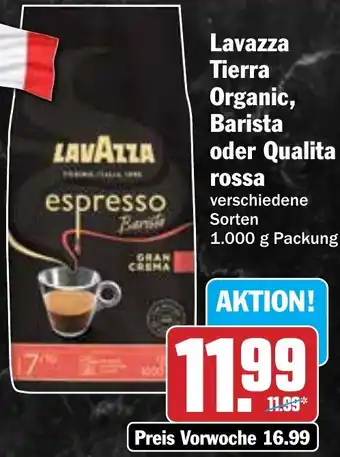 Hit Lavazza Tierra Organic, Barista oder Qualita rossa 1.000 g Packung Angebot