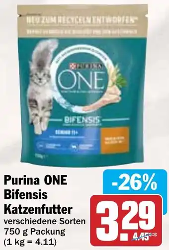 Hit Purina ONE Bifensis Katzenfutter 750 g Packung Angebot