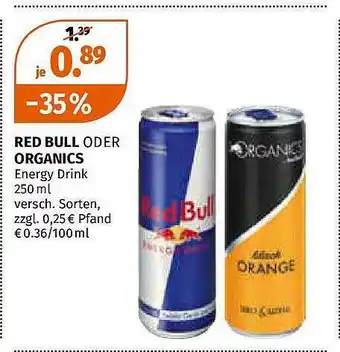 Müller Red Bull Oder Organics Energy Drink Angebot