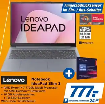 expert Techno Land Lenovo Notebook IdeaPad Slim 3 Angebot