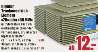 B1 Discount Baumarkt Rigidur Trockenestrich Element 20 oder 30 MW Angebot