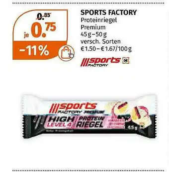 Müller Sports Factory Proteinriegel Premium Angebot