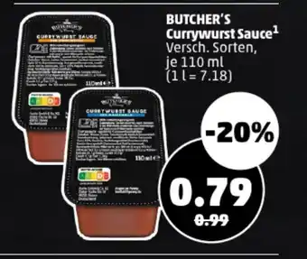 PENNY BUTCHER'S Currywurst Sauce Versch. Sorten, je 110 ml Angebot