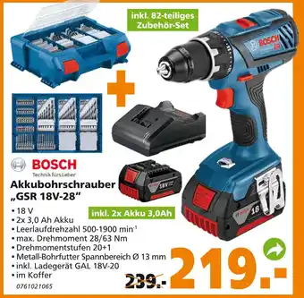 Globus Baumarkt Bosch Akkubohrschrauber GSR 18V 28 Angebot