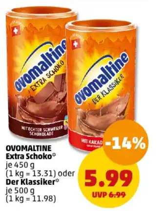 PENNY OVOMALTINE Extra Schoko je 450 g oder Der Klassiker je 500 g Angebot