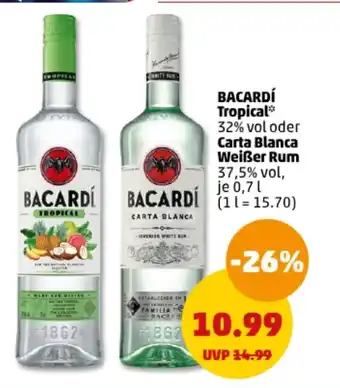 PENNY BACARDÍ Tropical 32% vol oder Carta Blanca Weißer Rum 37,5% vol, je 0,71 Angebot