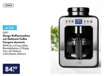 Aldi Nord Caso Design-kaffeemaschine Mit Mahlwerk Coffee Compact Electronic Angebot