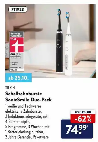 Aldi Nord Schallzahnbürste Sonicsmile Duo-pack Angebot